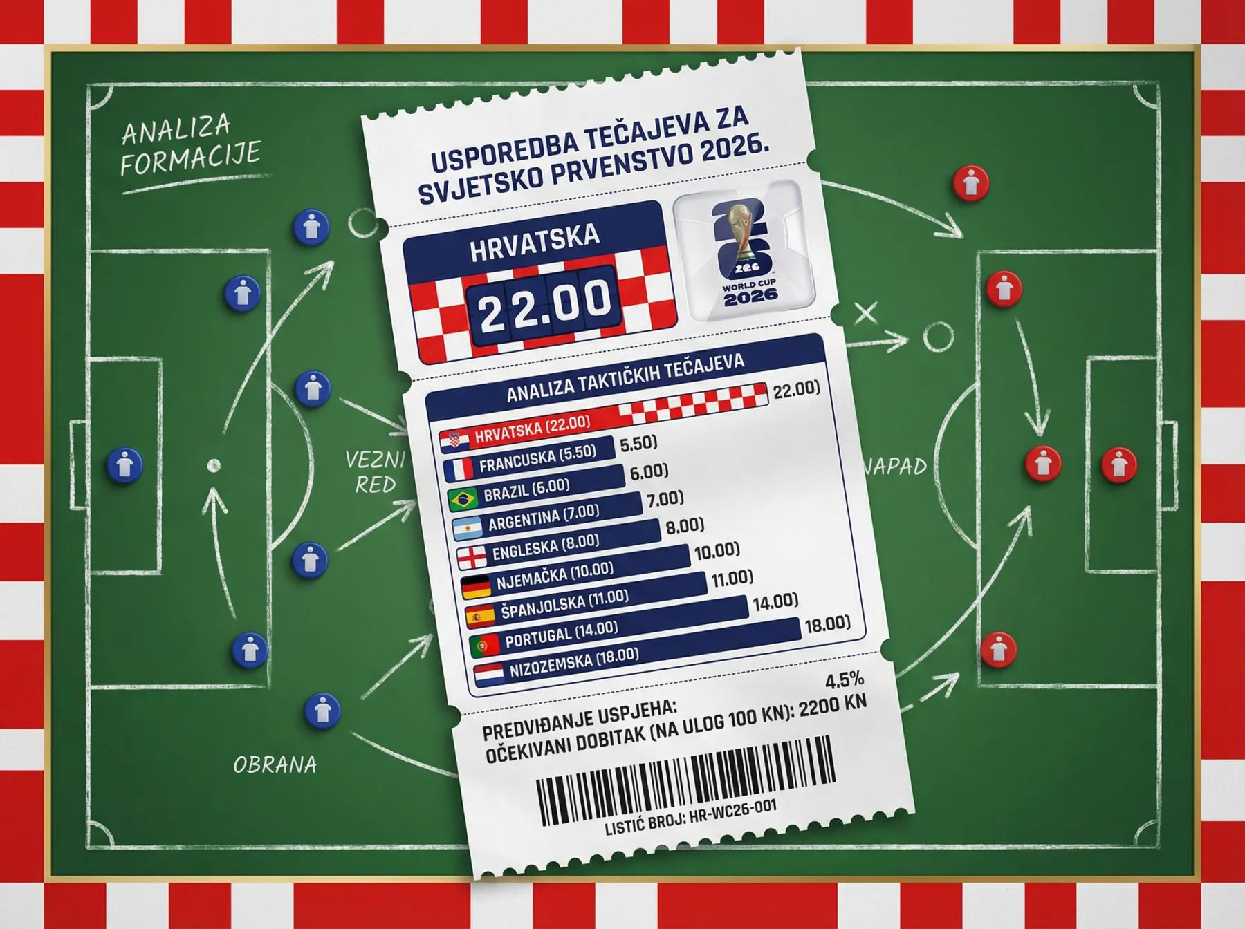 Analiza kvota za hrvatsku reprezentaciju na Svjetskom prvenstvu 2026 s usporednim koeficijentima