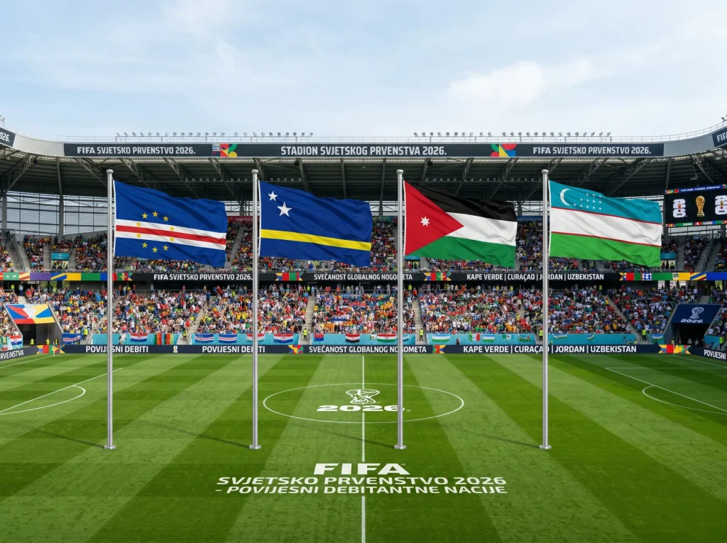 Zastave četiri debitantske reprezentacije na Svjetskom prvenstvu 2026