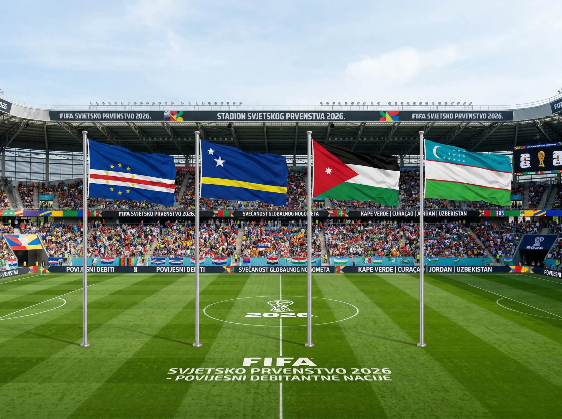 Zastave četiri debitantske reprezentacije na Svjetskom prvenstvu 2026