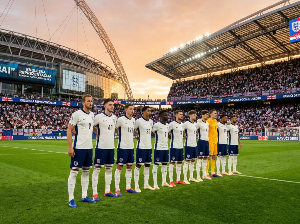 Engleska nogometna reprezentacija u bijelim dresovima na Svjetskom prvenstvu 2026