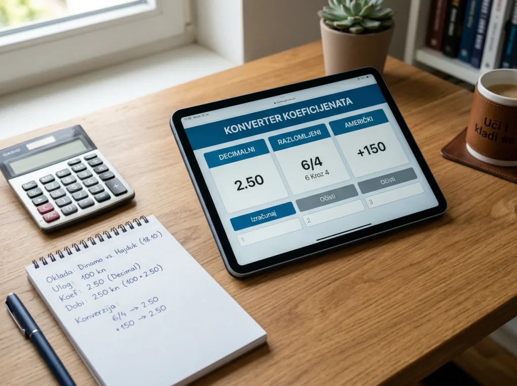 Besplatni kalkulator za konverziju kvota između decimalnih, frakcijskih i američkih formata
